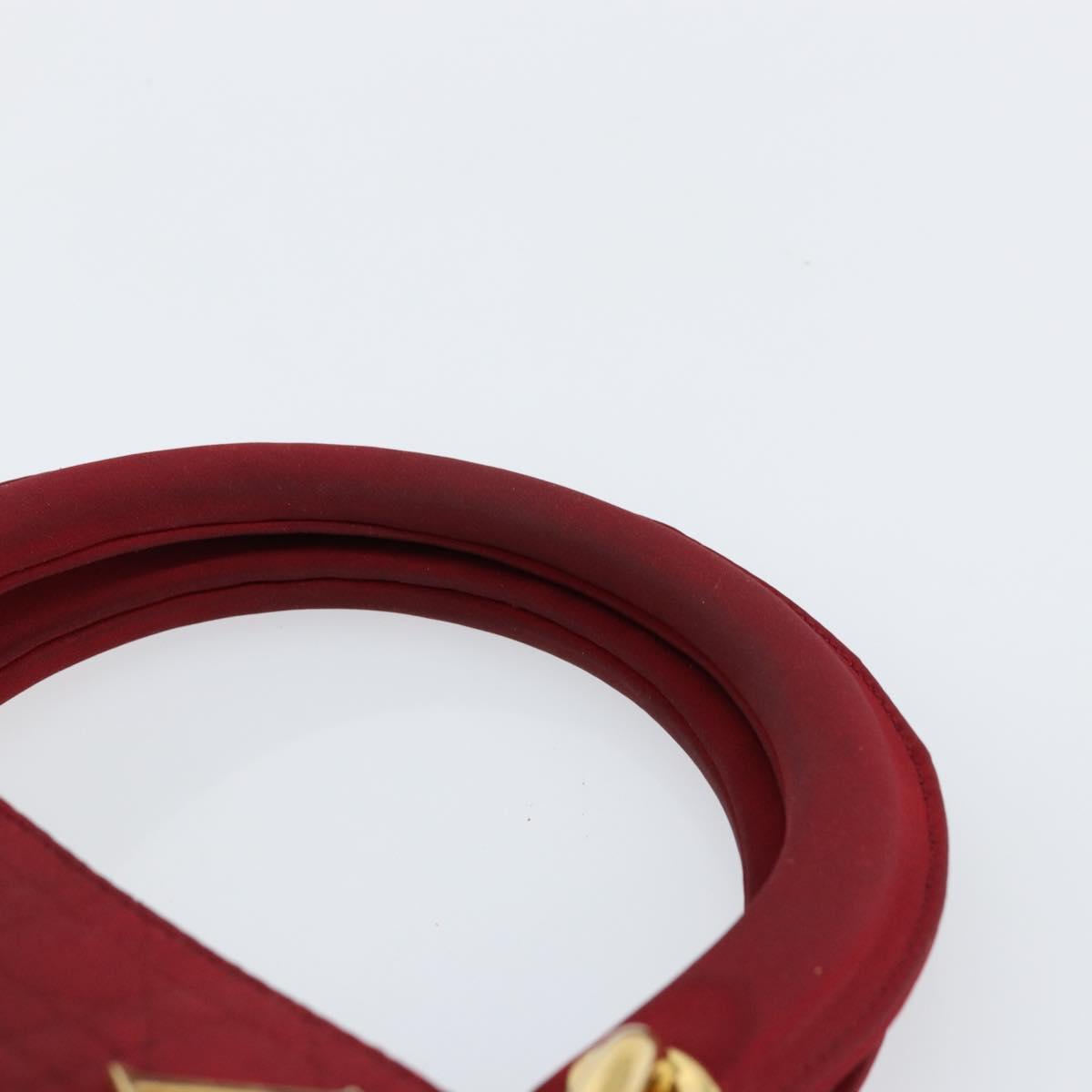 Christian Dior Lady Dior Canage Hand Bag Nylon Red Gold Auth bs29754