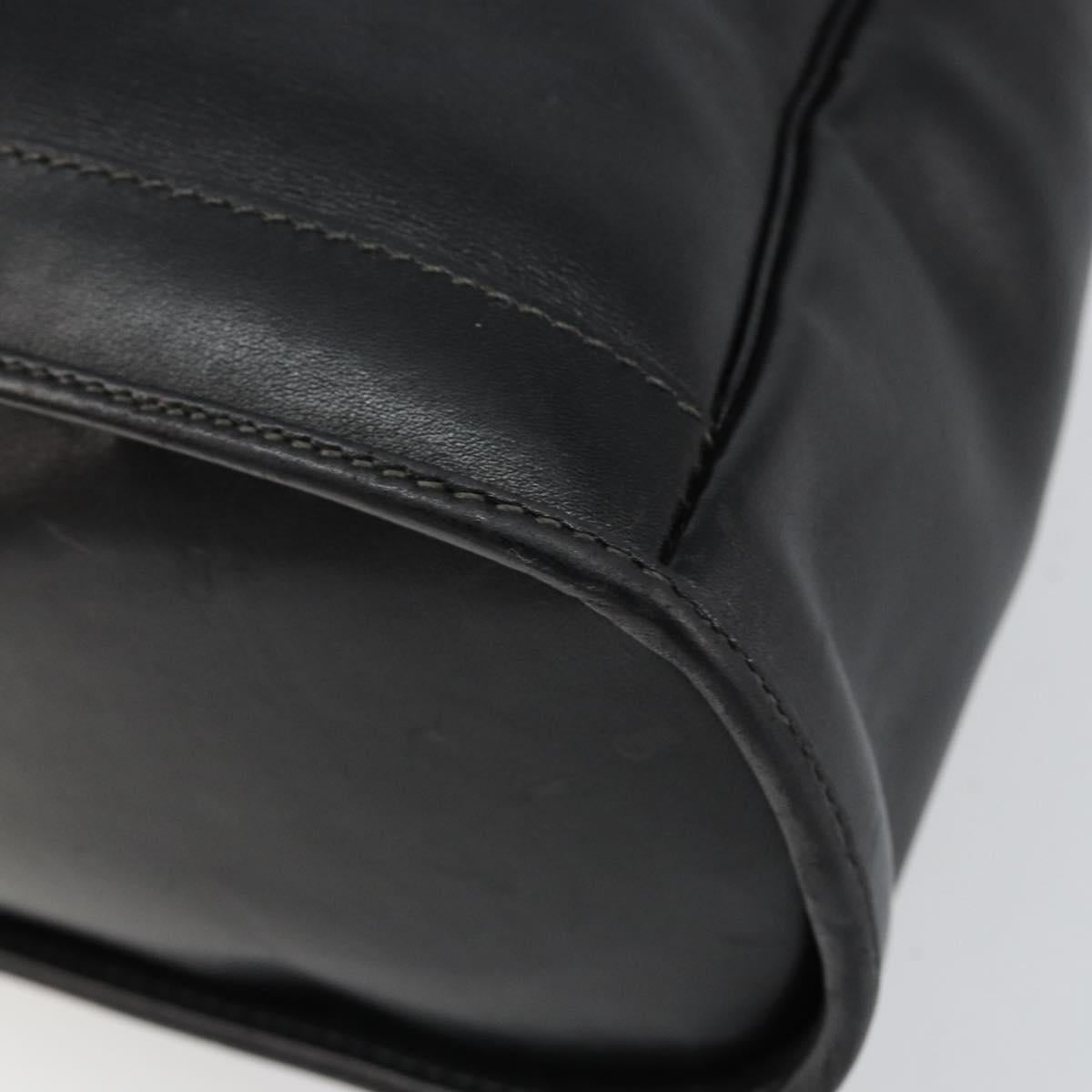 Christian Dior Hand Bag Leather Black Gold Auth bs29757