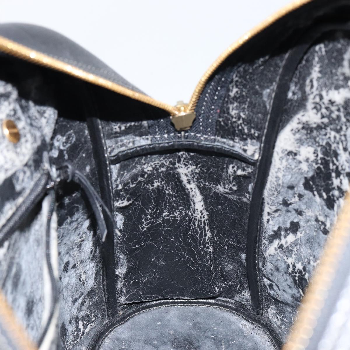 Christian Dior Hand Bag Leather Black Gold Auth bs29757