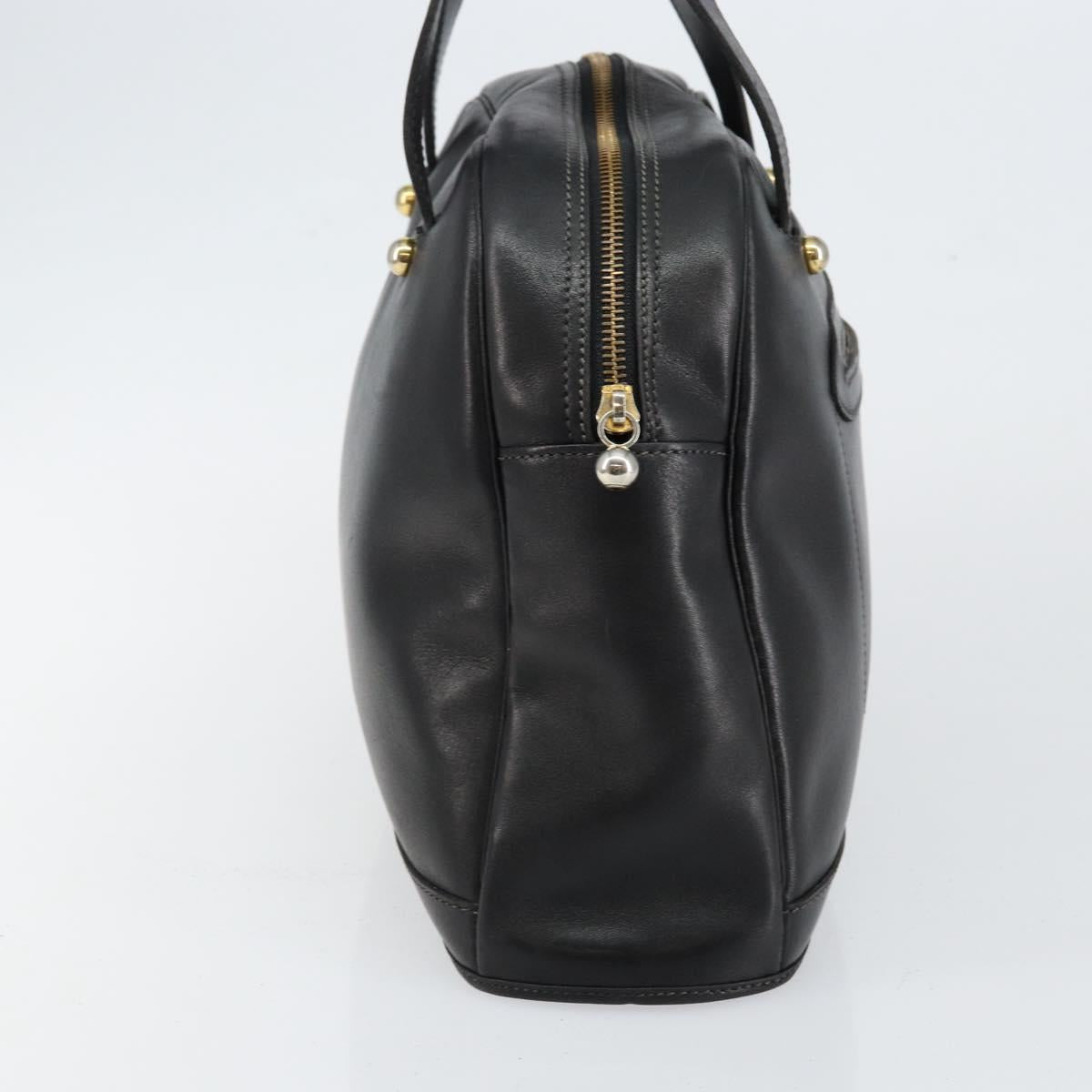 Christian Dior Hand Bag Leather Black Gold Auth bs29757