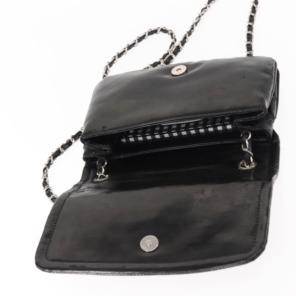 CHANEL Chain Shoulder Bag Patent leather Black Gold CC Auth bs29761