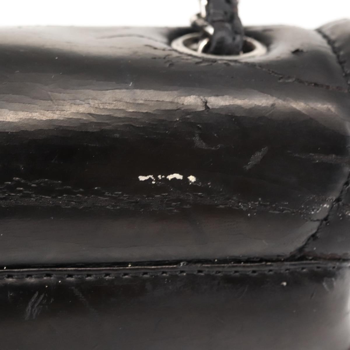 CHANEL Chain Shoulder Bag Patent leather Black Gold CC Auth bs29761