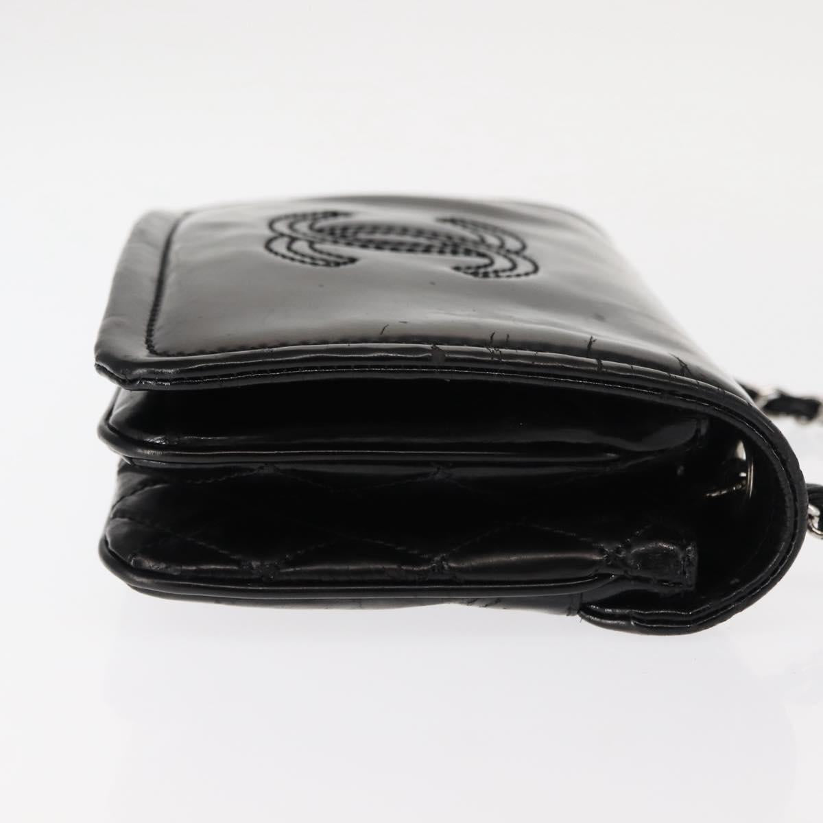 CHANEL Chain Shoulder Bag Patent leather Black Gold CC Auth bs29761