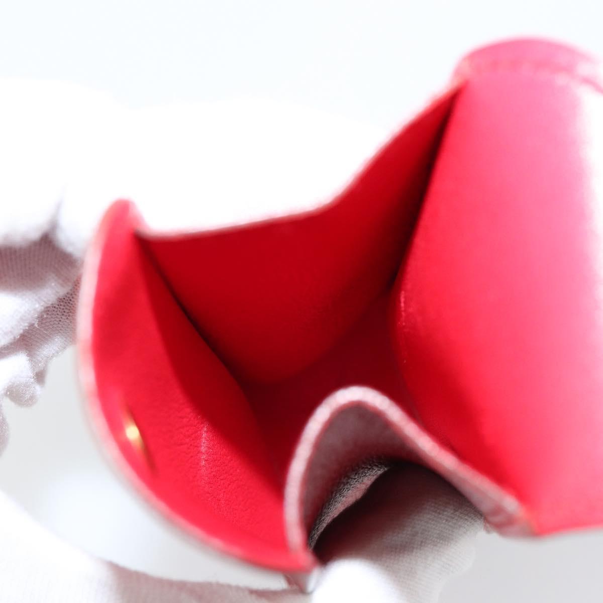 HERMES Glasses Case Leather Red Gold Auth bs29762