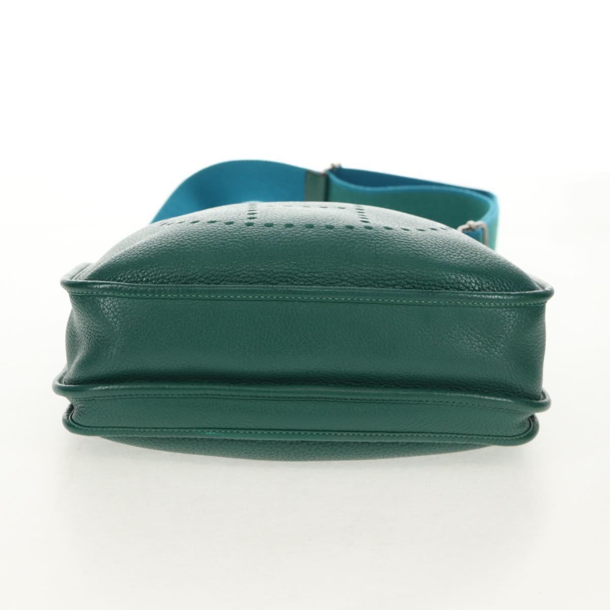 HERMES Evelyn 3 GM Shoulder Bag Leather Green Auth bs29763A