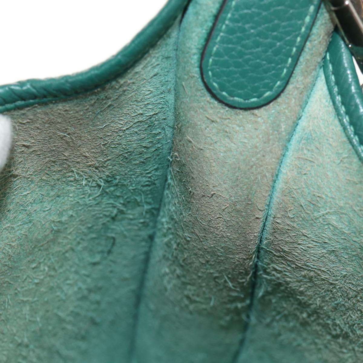 HERMES Evelyn 3 GM Shoulder Bag Leather Green Auth bs29763A