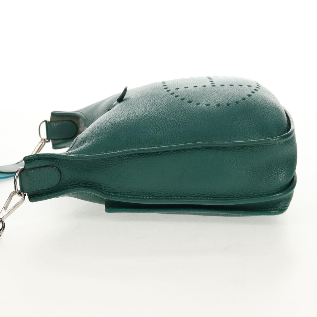 HERMES Evelyn 3 GM Shoulder Bag Leather Green Auth bs29763A