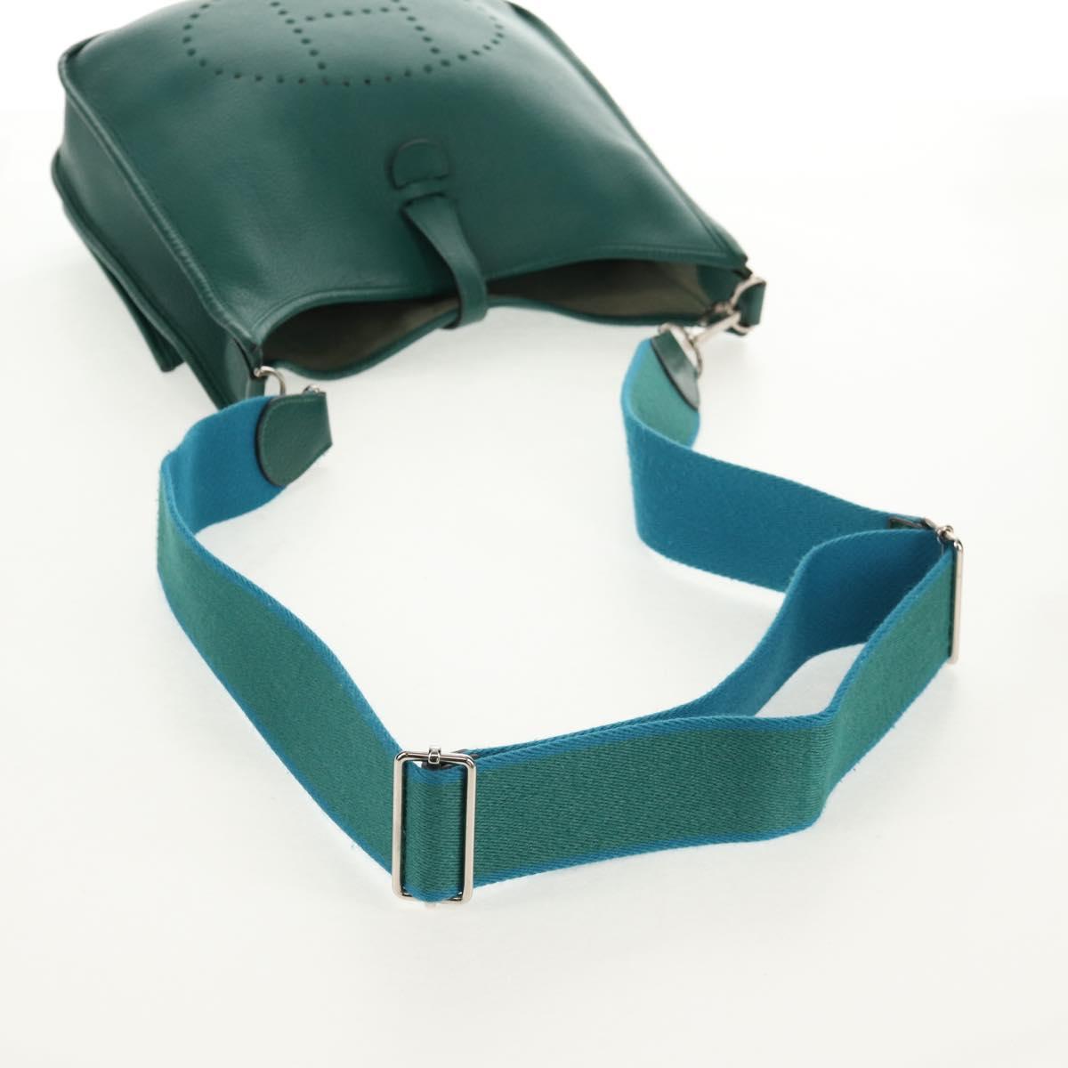 HERMES Evelyn 3 GM Shoulder Bag Leather Green Auth bs29763A