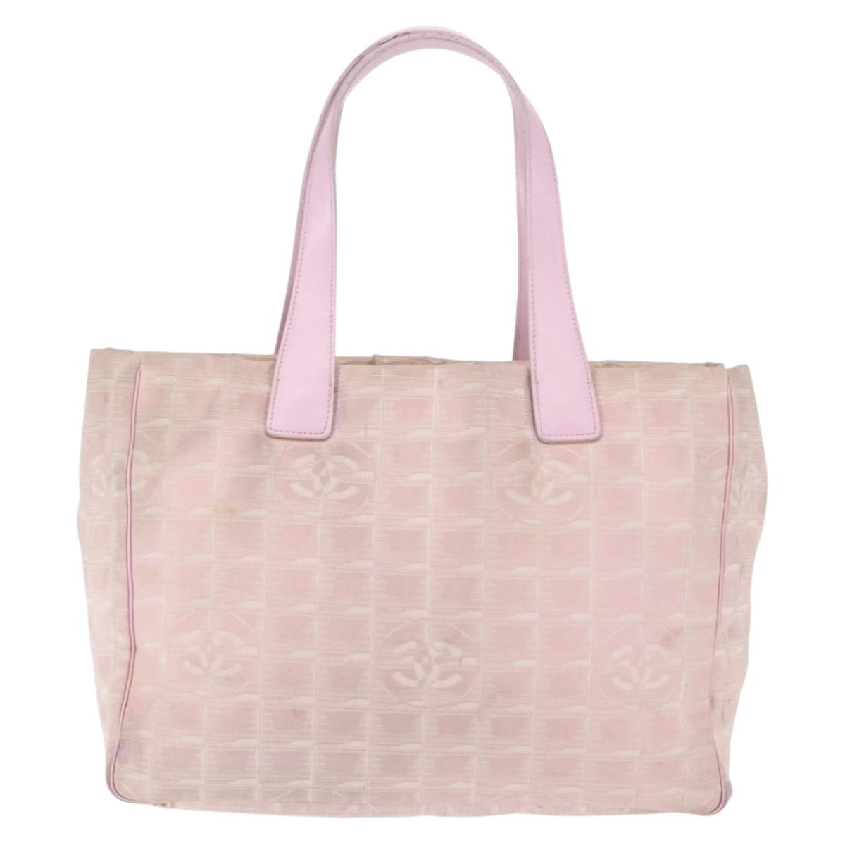 CHANEL New Travel Line Tote Bag Nylon Pink CC Auth bs29764