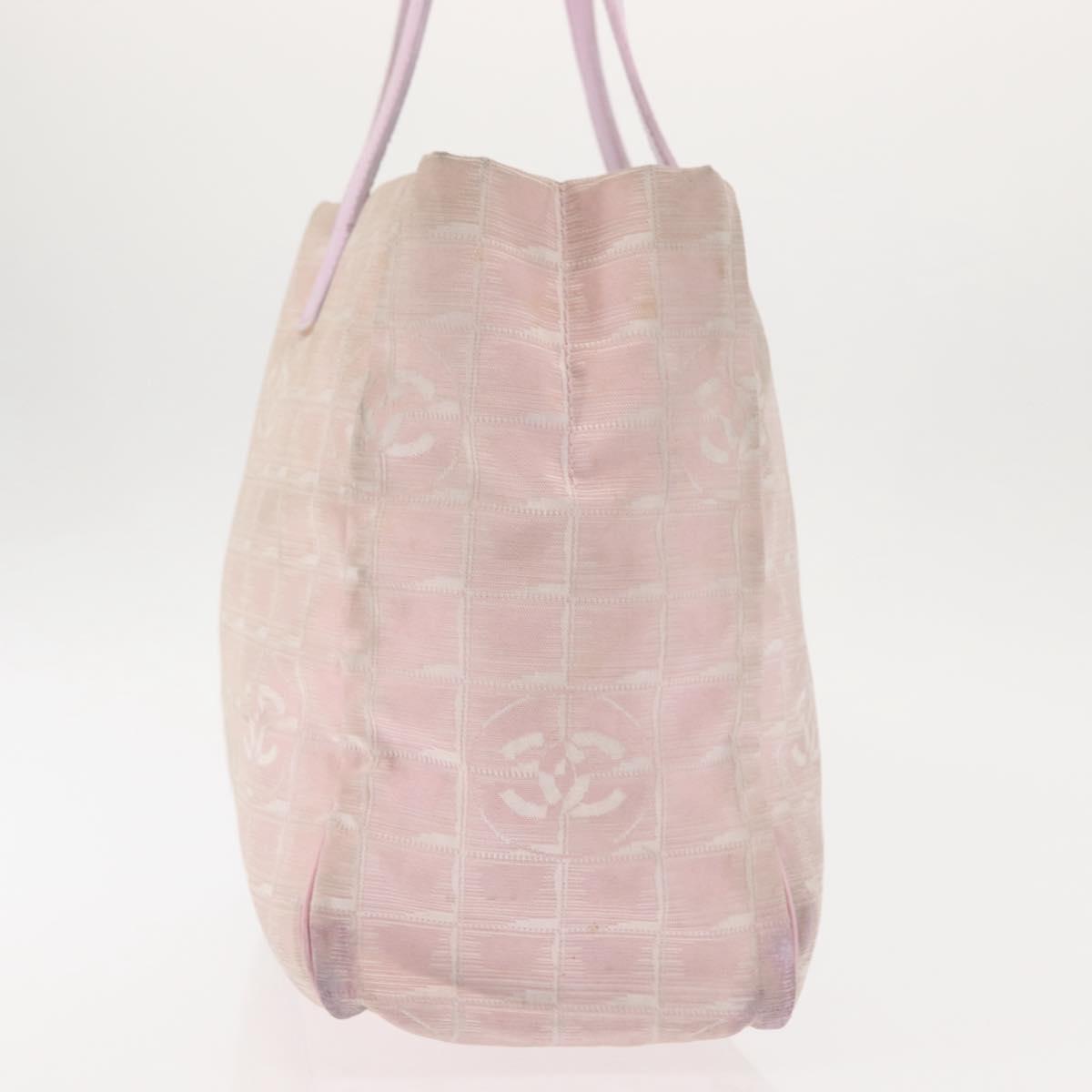 CHANEL New Travel Line Tote Bag Nylon Pink CC Auth bs29764