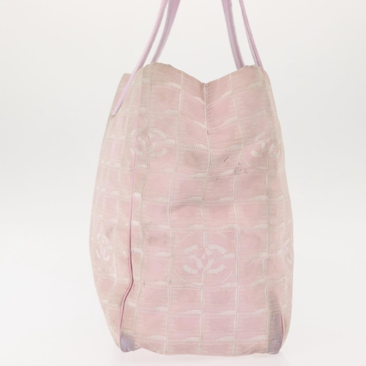 CHANEL New Travel Line Tote Bag Nylon Pink CC Auth bs29764