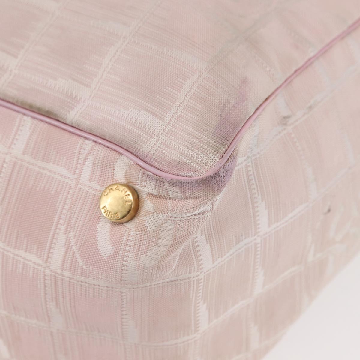 CHANEL New Travel Line Tote Bag Nylon Pink CC Auth bs29765