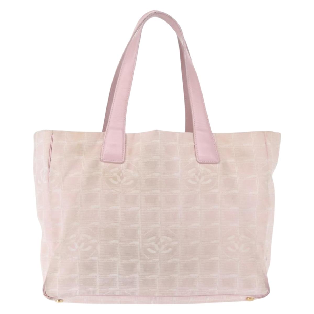 CHANEL New Travel Line Tote Bag Nylon Pink CC Auth bs29765