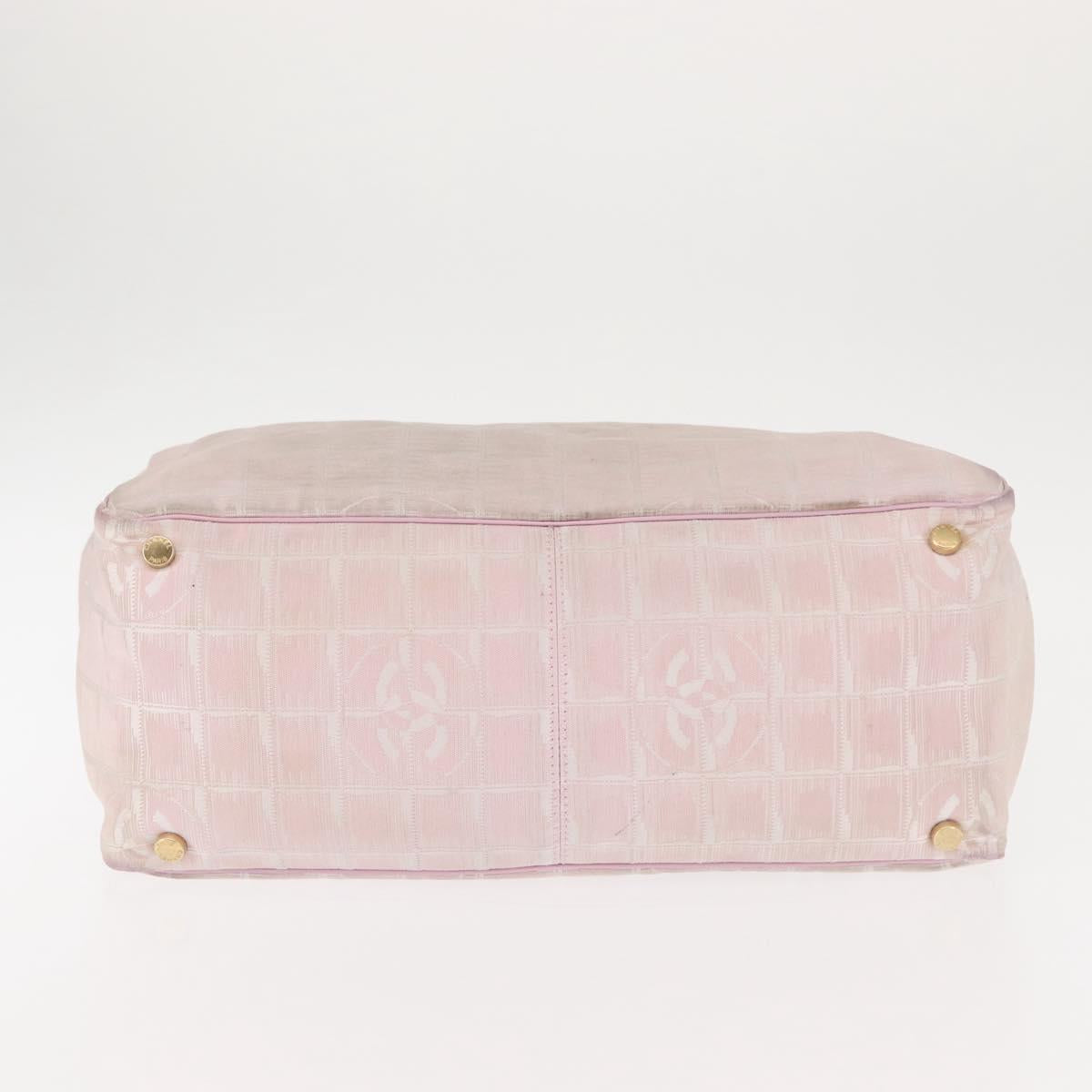 CHANEL New Travel Line Tote Bag Nylon Pink CC Auth bs29765