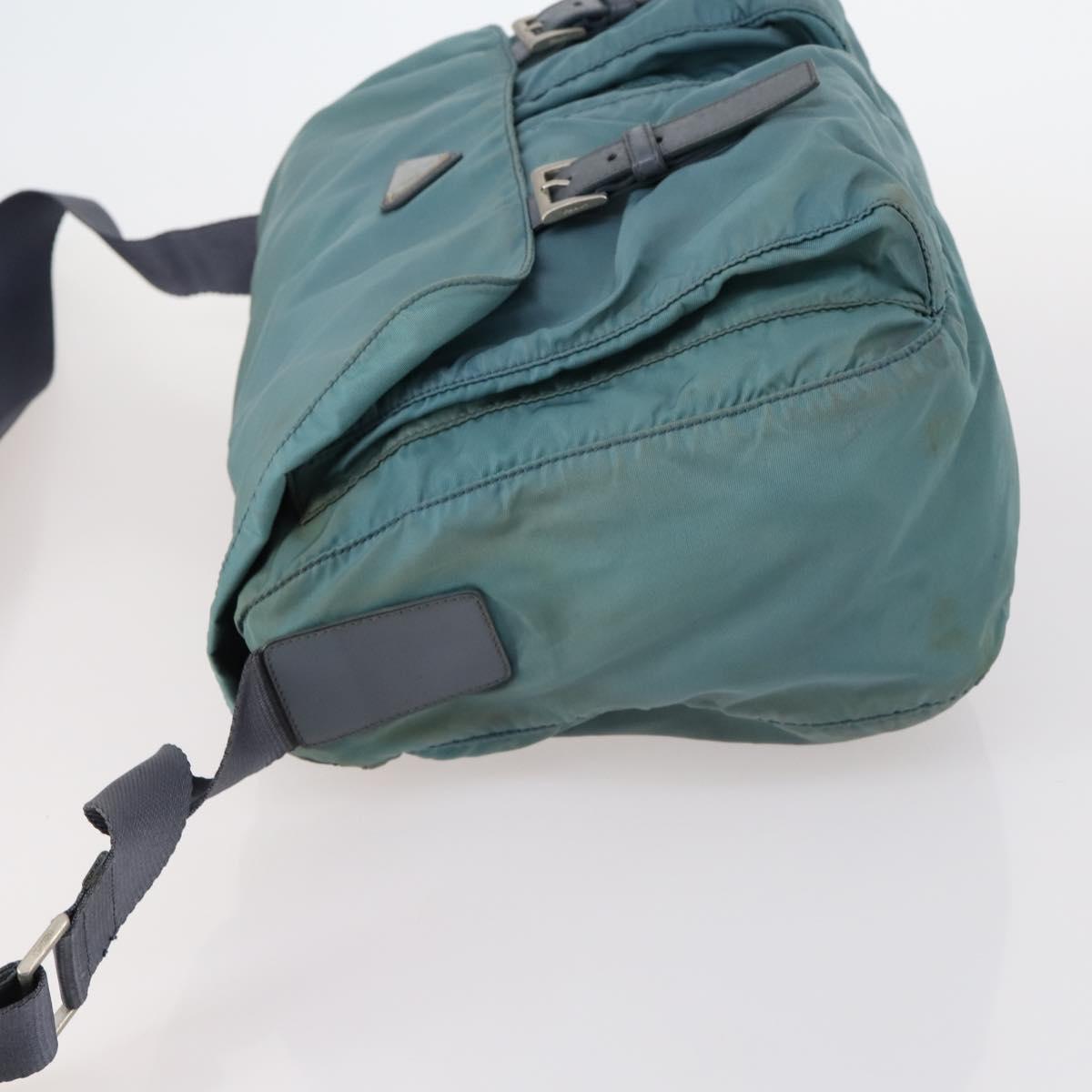 PRADA Shoulder Bag Nylon Green Silver Auth bs29768