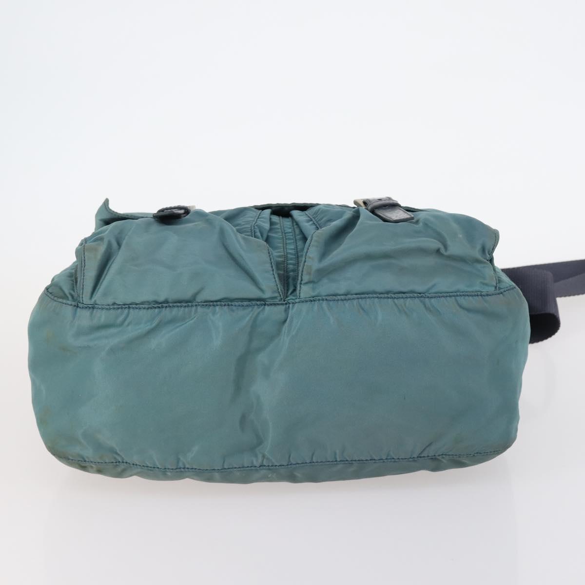 PRADA Shoulder Bag Nylon Green Silver Auth bs29768