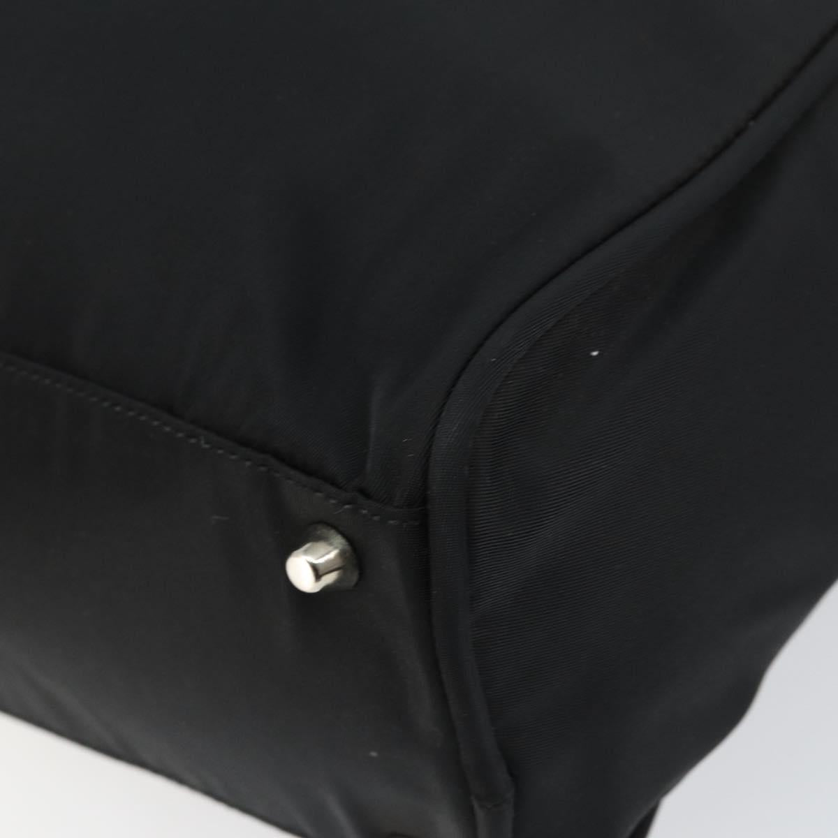 PRADA Tote Bag Nylon Black Silver Auth bs29772