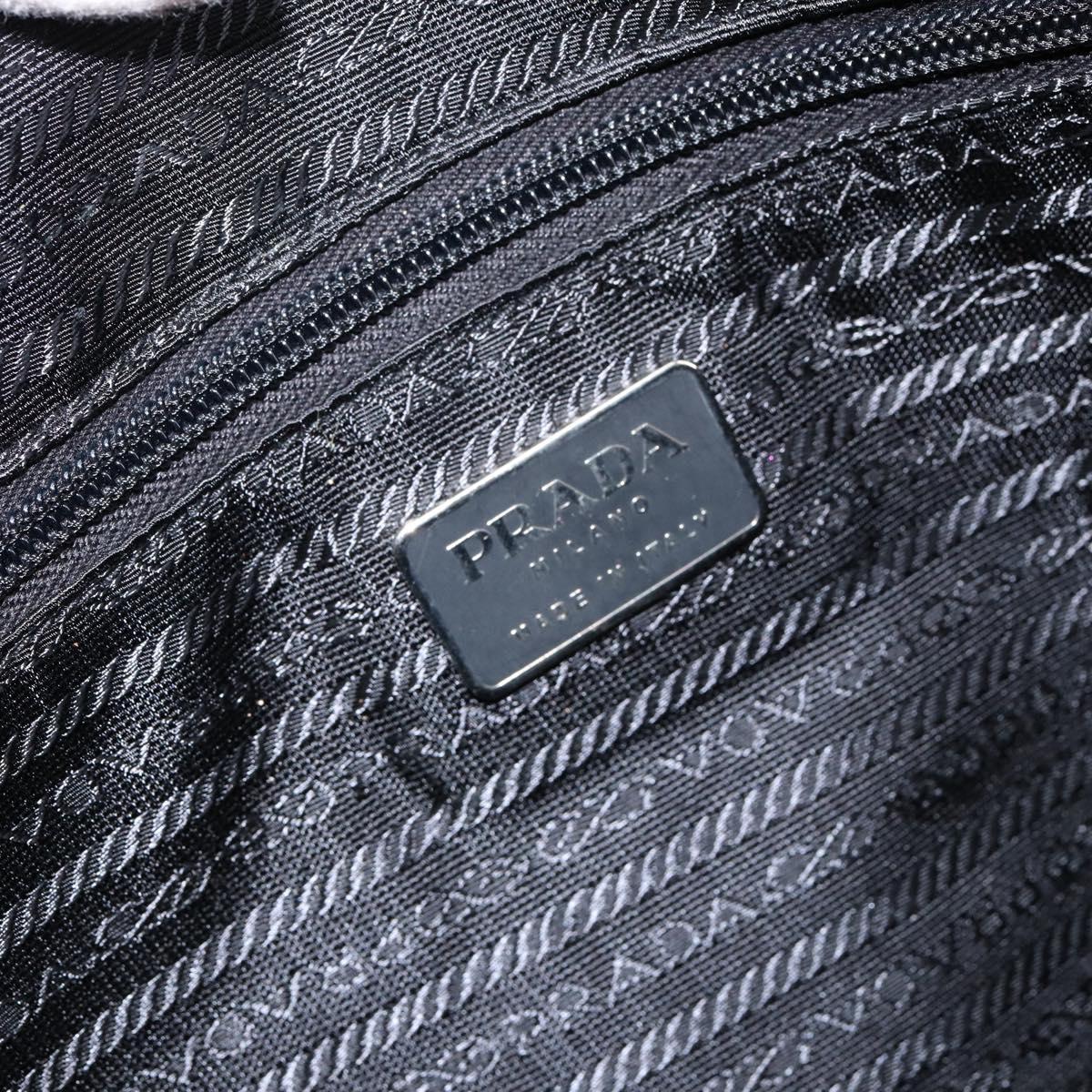 PRADA Tote Bag Nylon Black Silver Auth bs29772