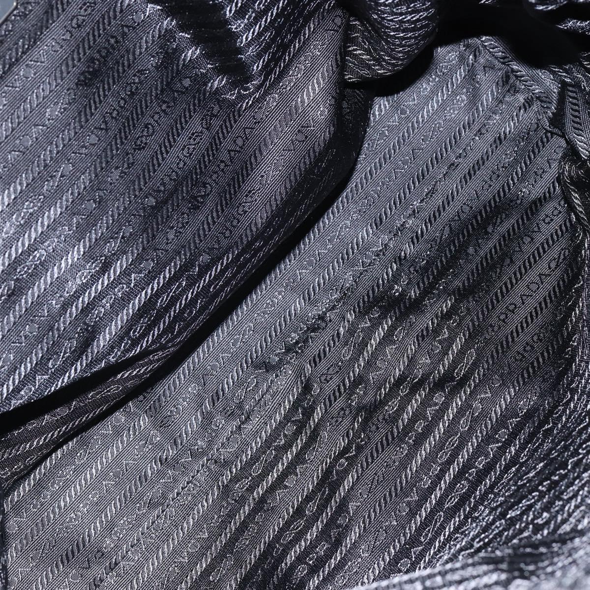 PRADA Tote Bag Nylon Black Silver Auth bs29772