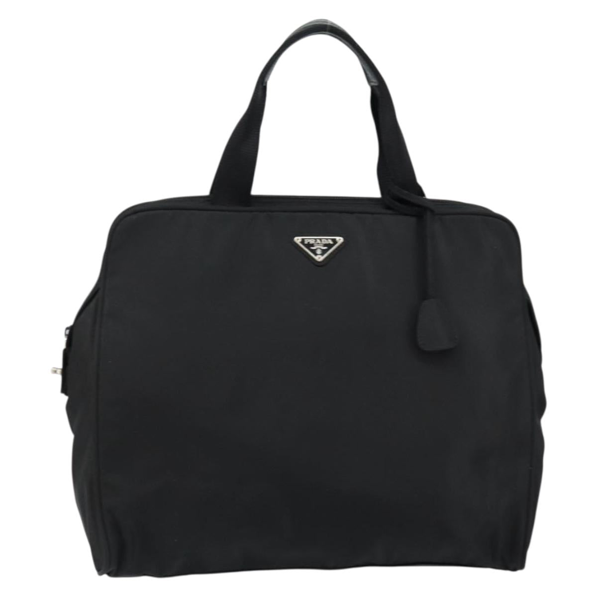 PRADA Tote Bag Nylon Black Silver Auth bs29772