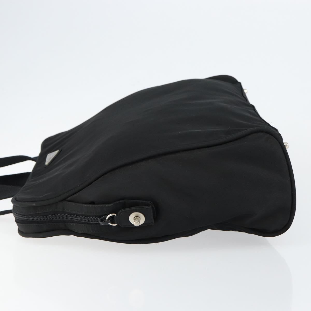 PRADA Tote Bag Nylon Black Silver Auth bs29772