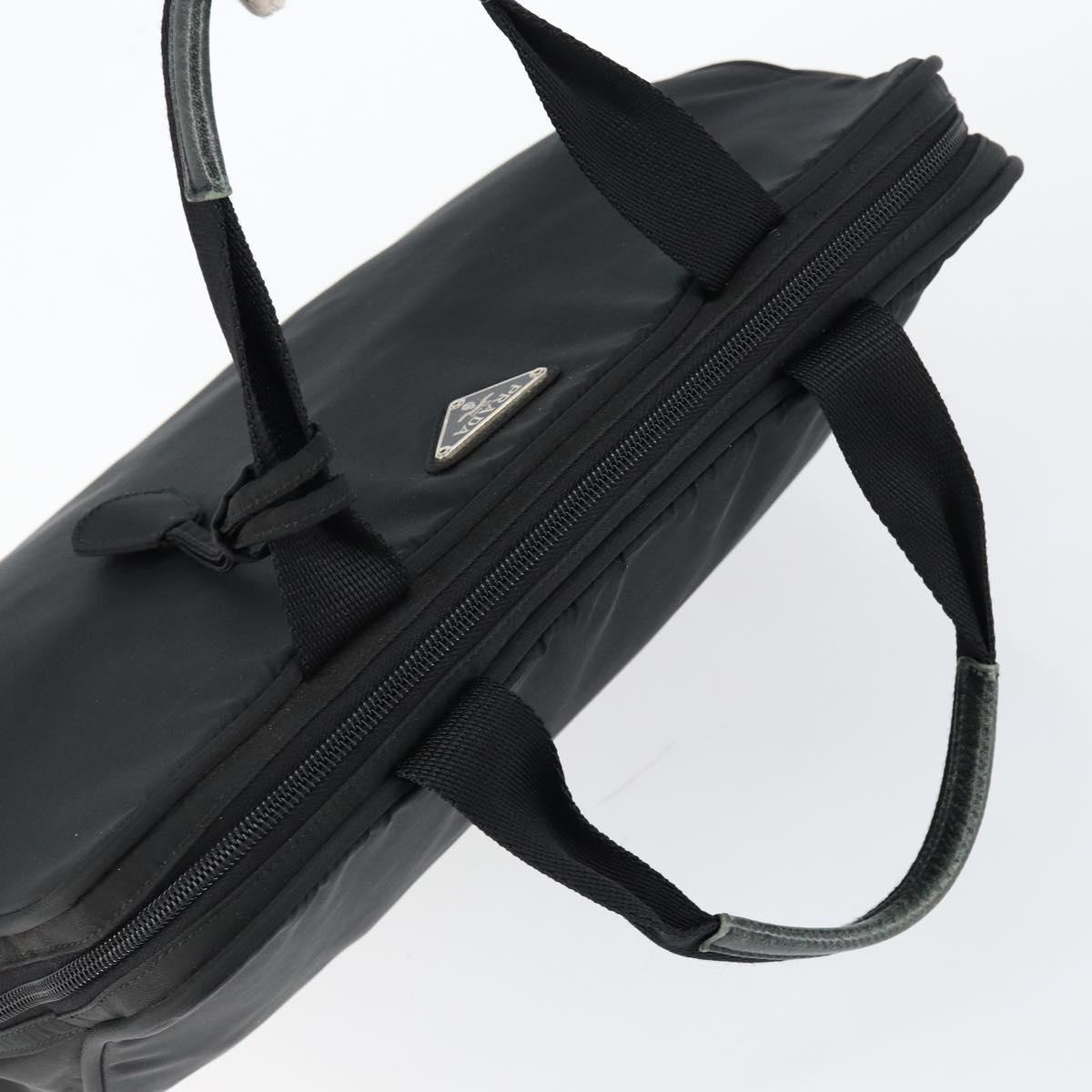 PRADA Tote Bag Nylon Black Silver Auth bs29772