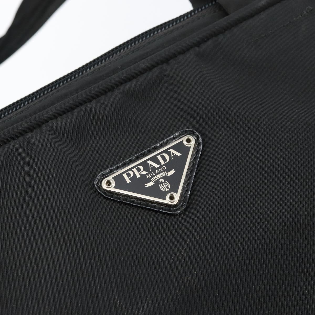 PRADA Tote Bag Nylon Black Silver Auth bs29773