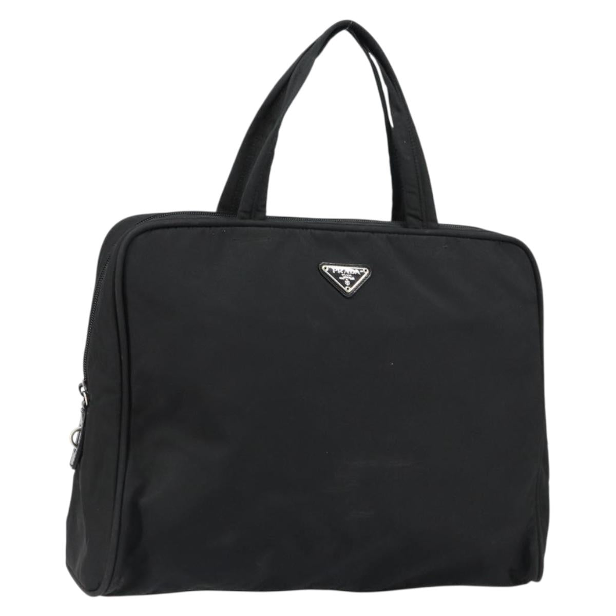 PRADA Tote Bag Nylon Black Silver Auth bs29773