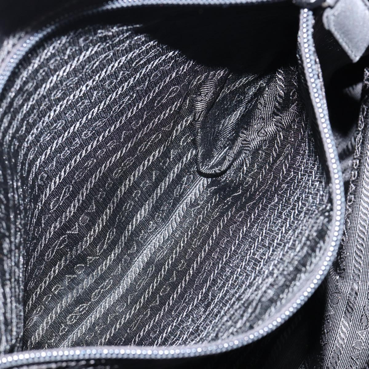 PRADA Tote Bag Nylon Black Silver Auth bs29773