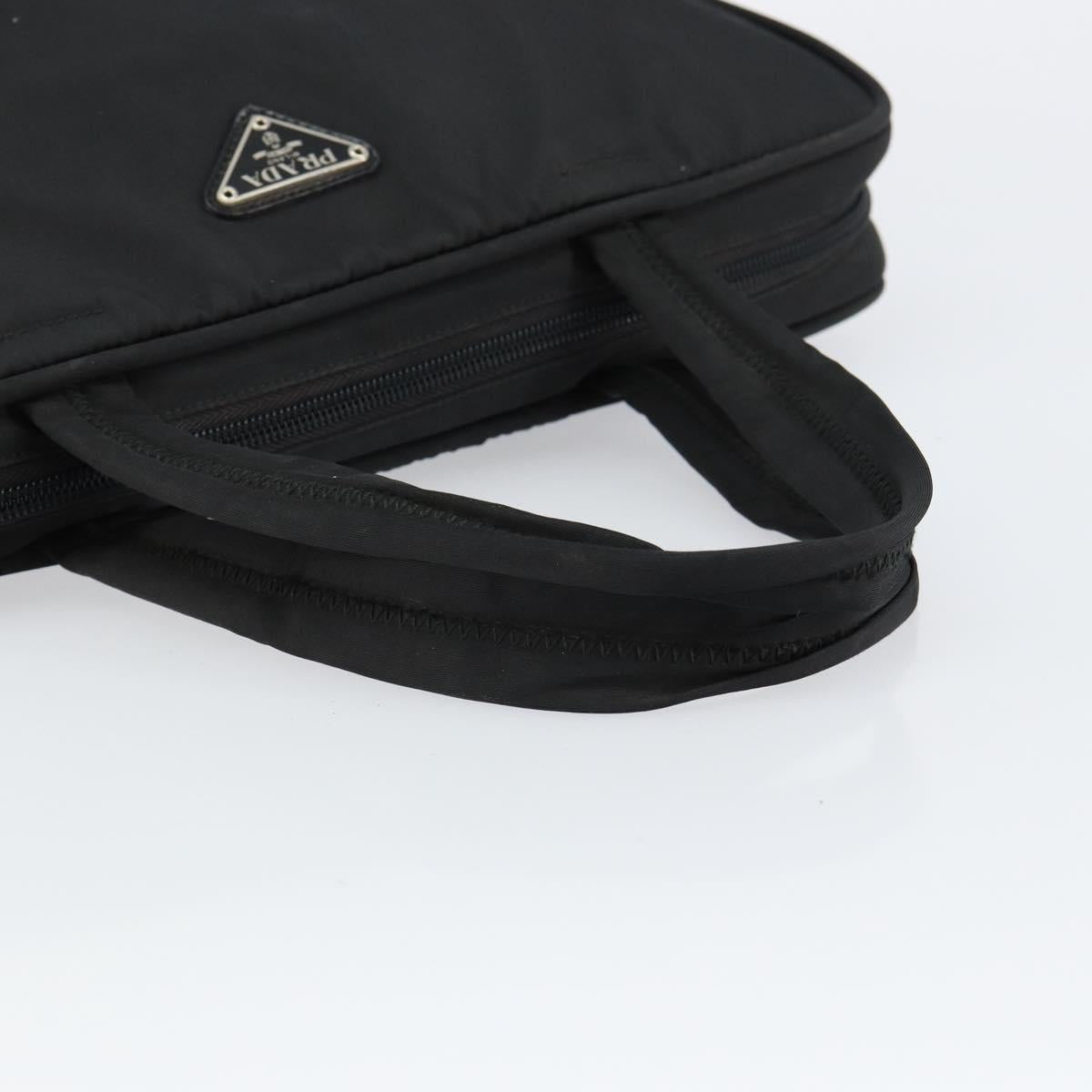 PRADA Tote Bag Nylon Black Silver Auth bs29773