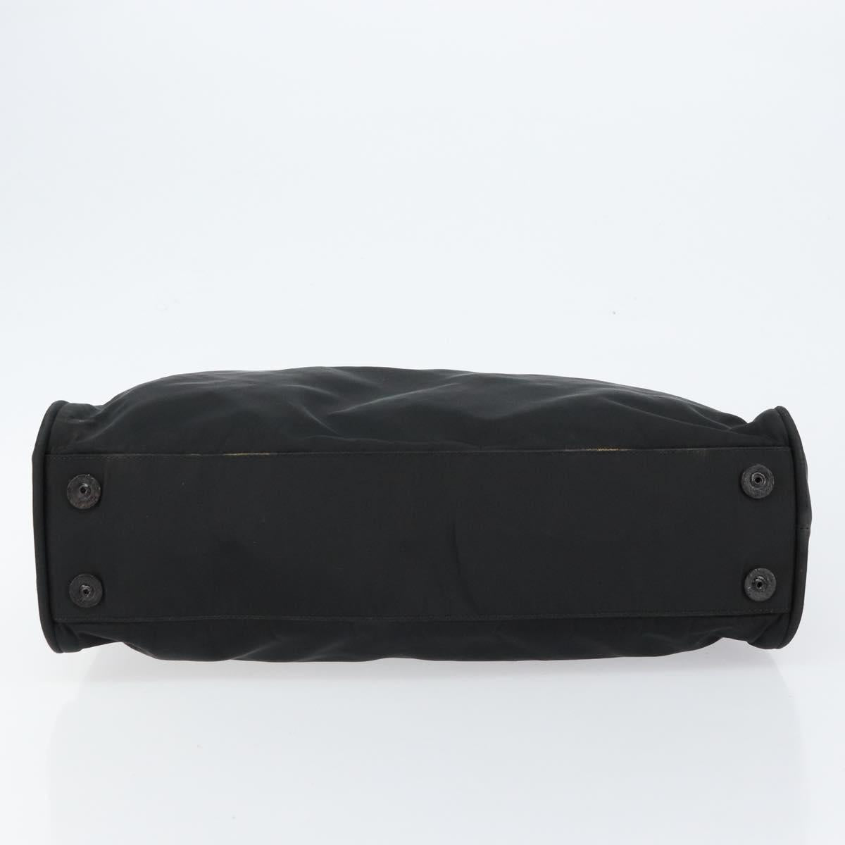 PRADA Tote Bag Nylon Black Silver Auth bs29773