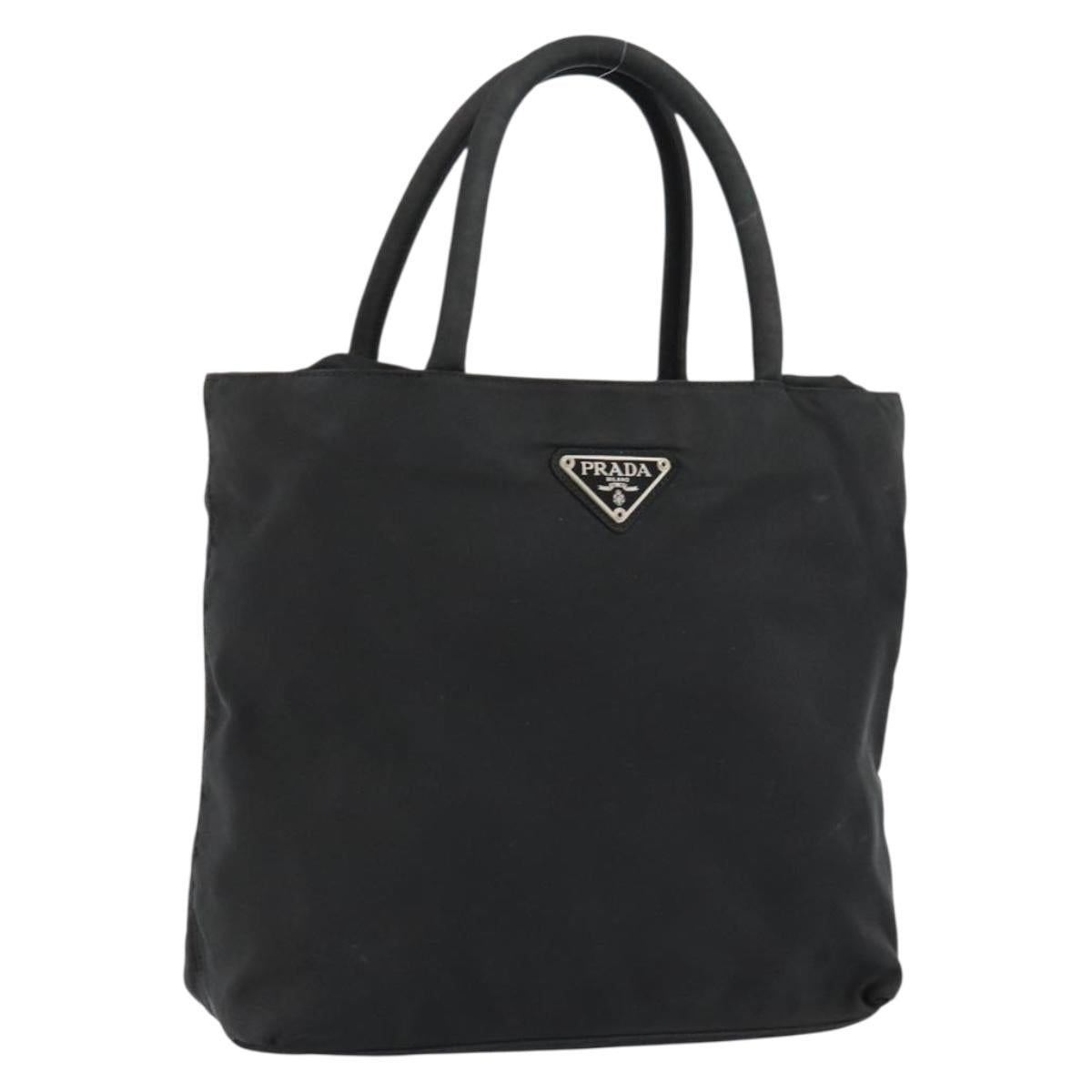 PRADA Hand Bag Nylon Black Gold Auth bs29774