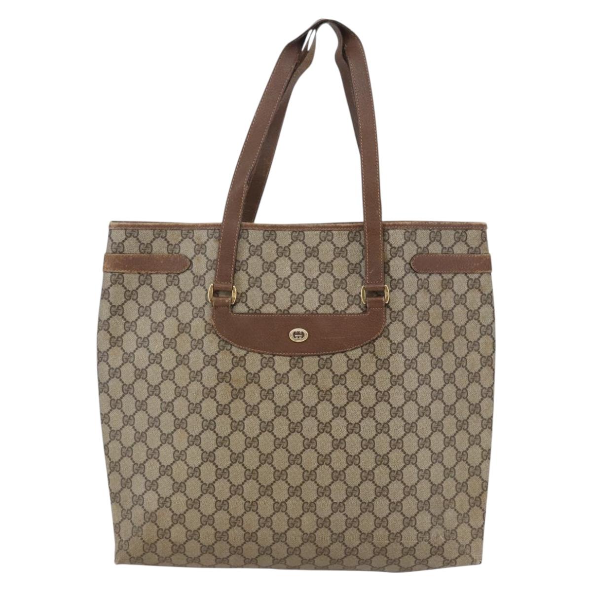 GUCCI GG Supreme Tote Bag PVC Beige Brown 39 02 061 Auth bs29779