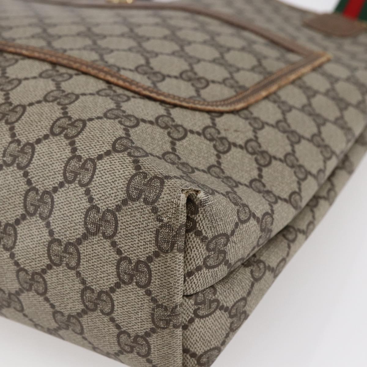 GUCCI GG Supreme Web Sherry Line Bag PVC Leather Beige 39 02 003 Auth bs29780