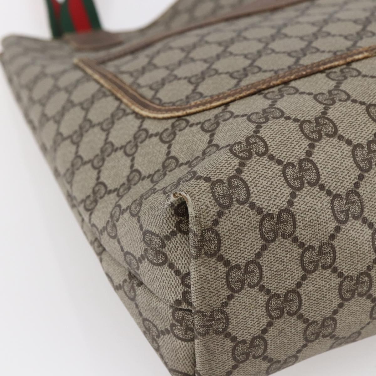 GUCCI GG Supreme Web Sherry Line Bag PVC Leather Beige 39 02 003 Auth bs29780