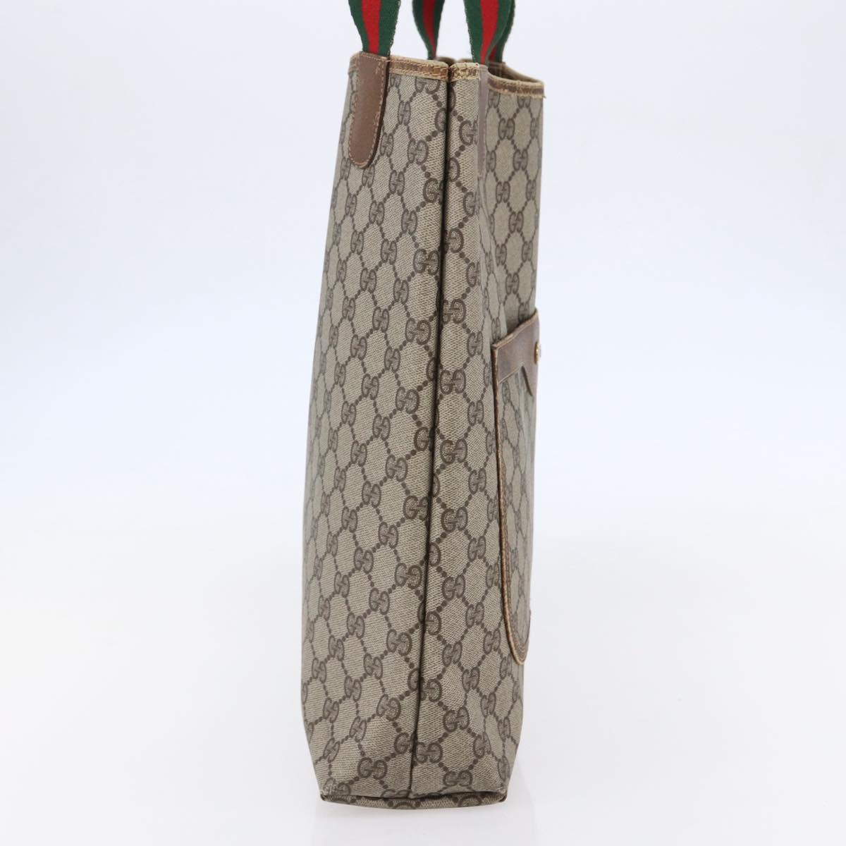 GUCCI GG Supreme Web Sherry Line Bag PVC Leather Beige 39 02 003 Auth bs29780