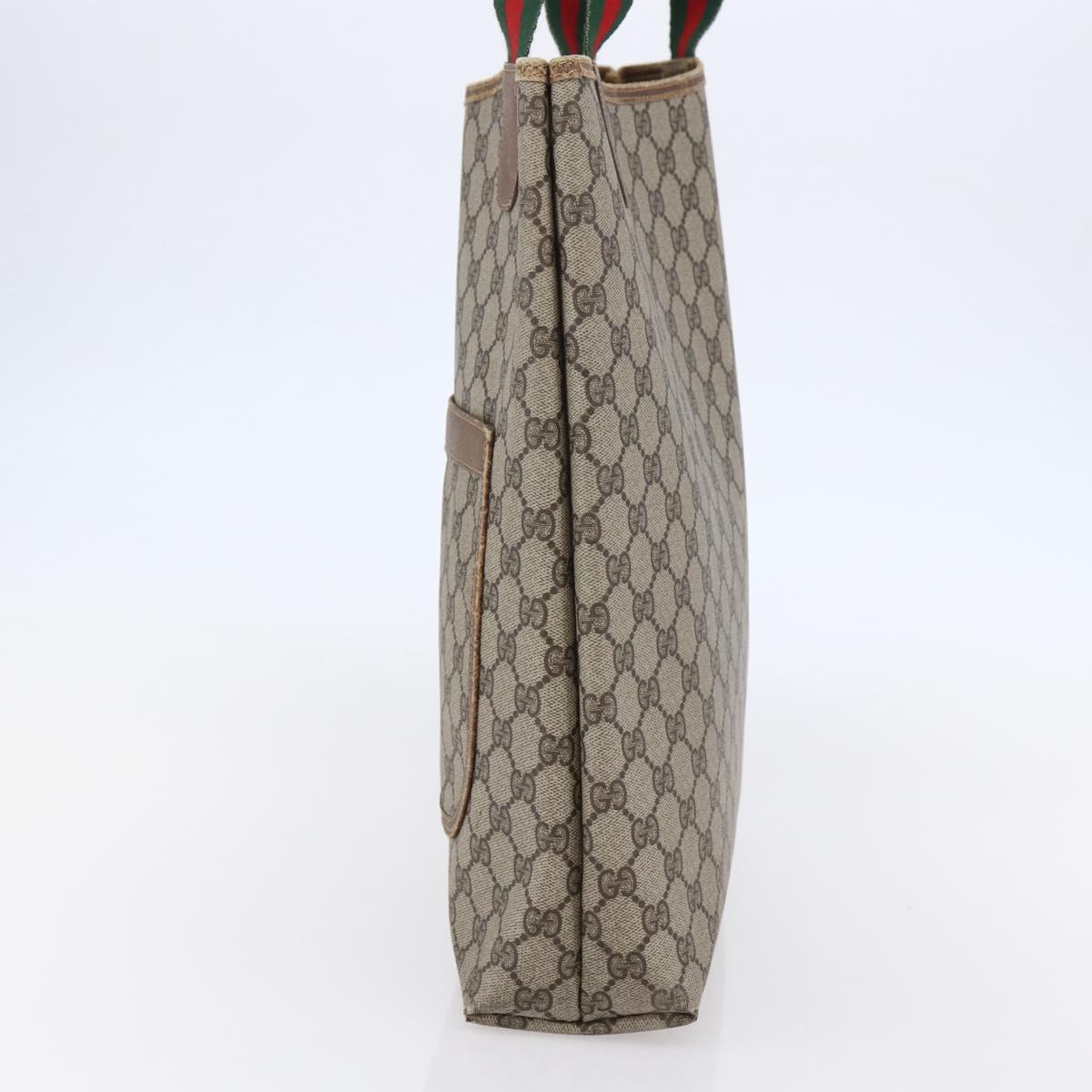 GUCCI GG Supreme Web Sherry Line Bag PVC Leather Beige 39 02 003 Auth bs29780