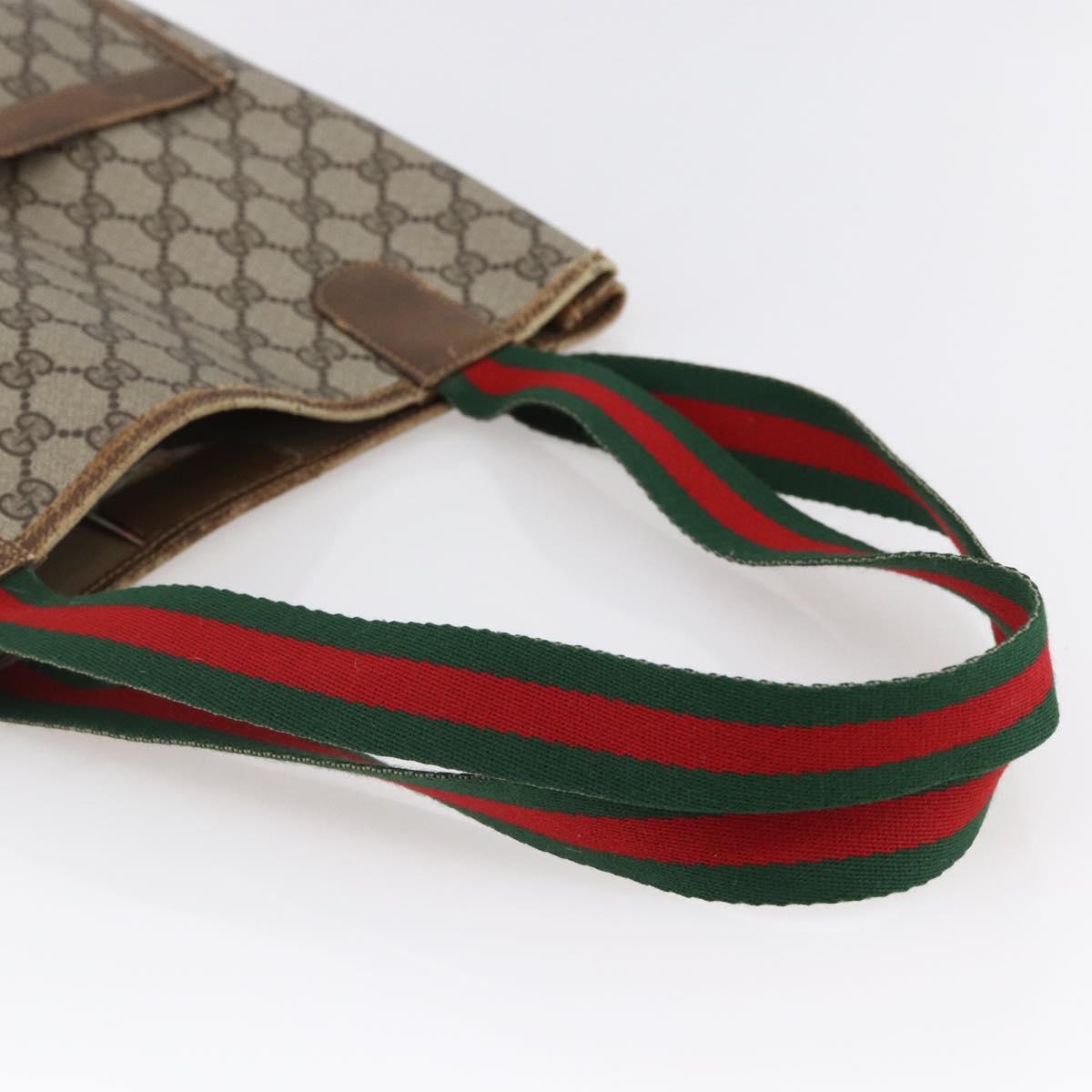 GUCCI GG Supreme Web Sherry Line Bag PVC Leather Beige 39 02 003 Auth bs29780