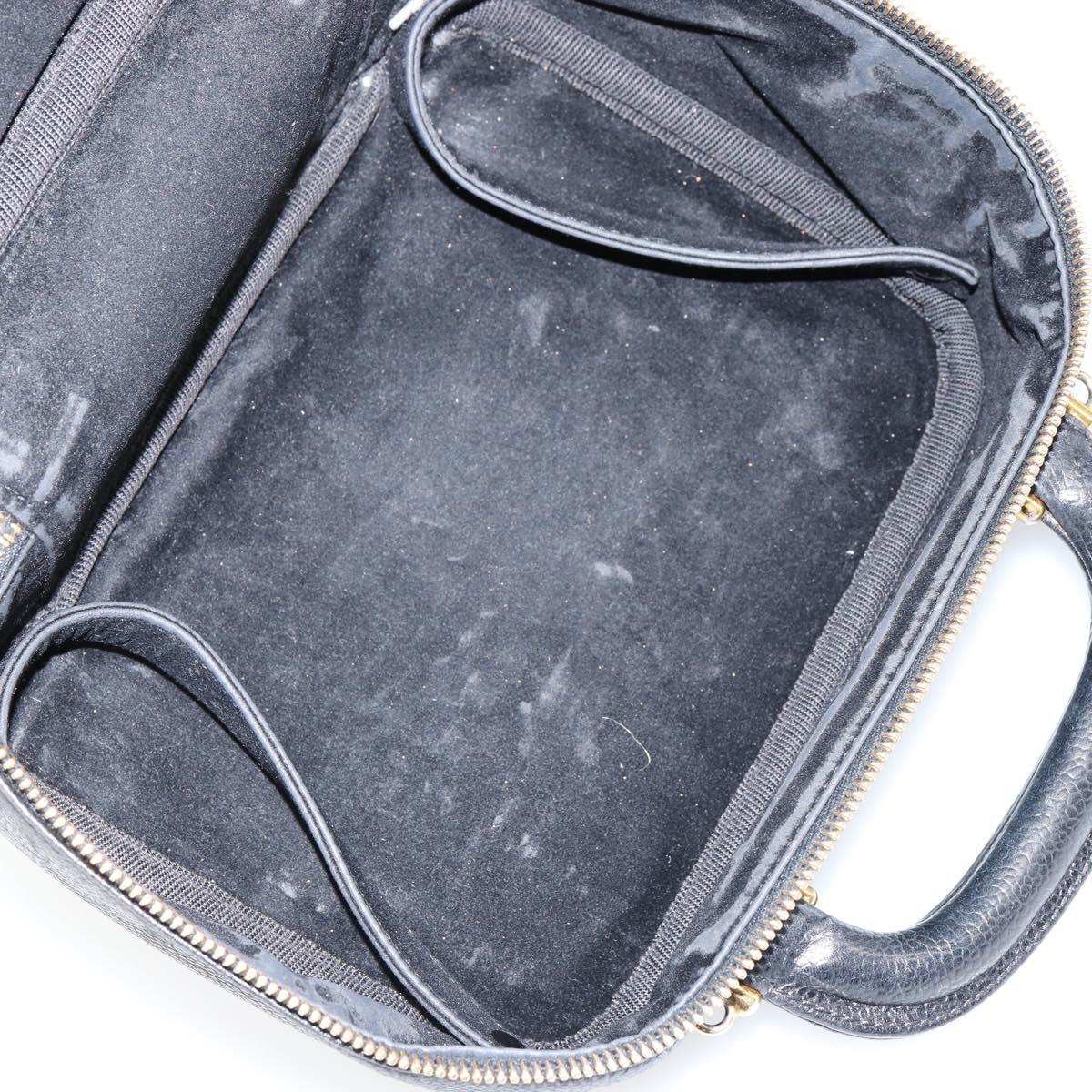 CHANEL COCO Mark Vanity Pouch Caviar Skin Black Gold CC Auth bs29781