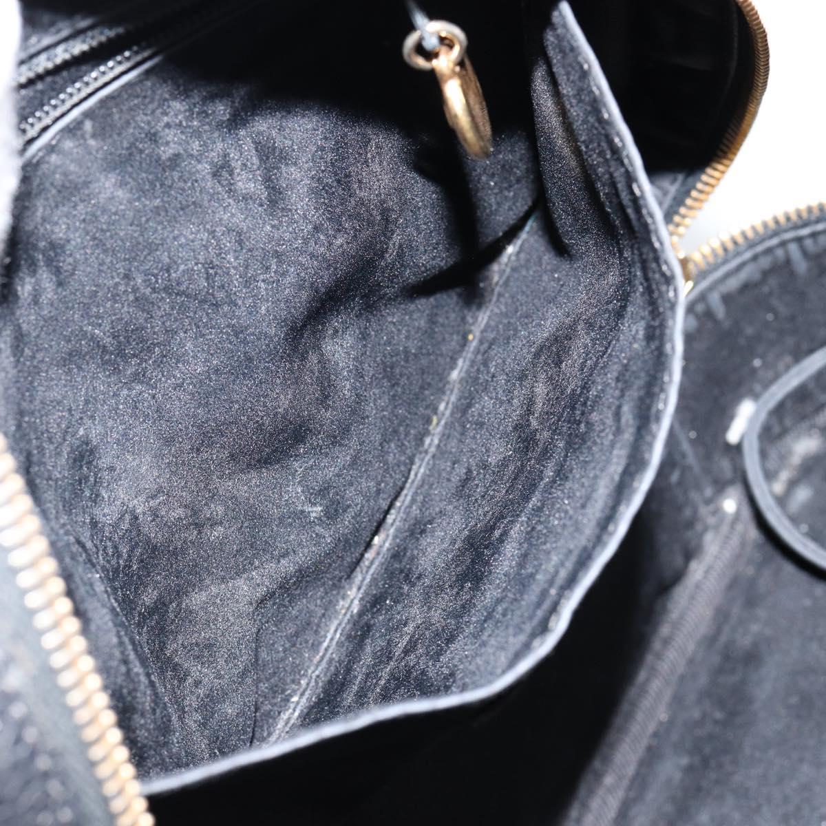 CHANEL COCO Mark Vanity Pouch Caviar Skin Black Gold CC Auth bs29781