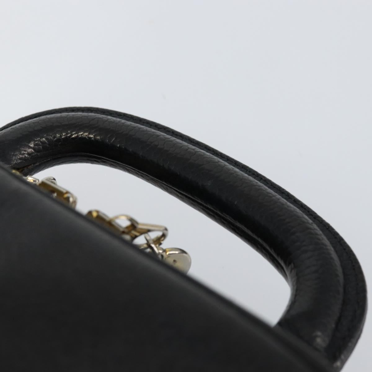 CHANEL COCO Mark Vanity Pouch Caviar Skin Black Gold CC Auth bs29781