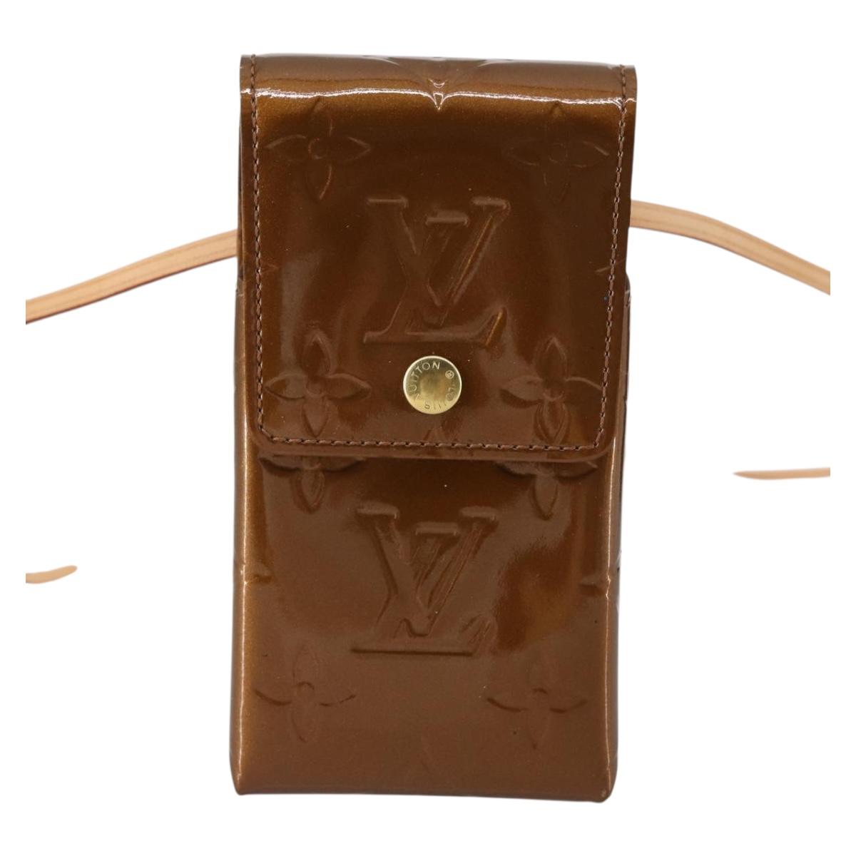 LOUIS VUITTON Monogram Vernis Green Cigarette Case Bronze M91156 Auth bs29785