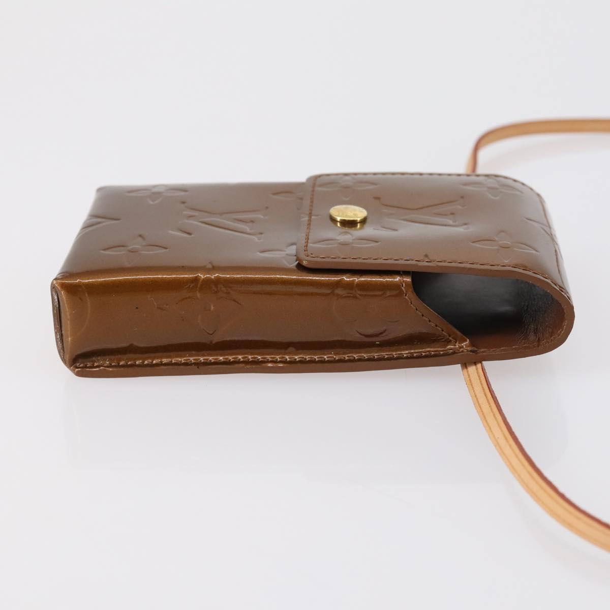 LOUIS VUITTON Monogram Vernis Green Cigarette Case Bronze M91156 Auth bs29785