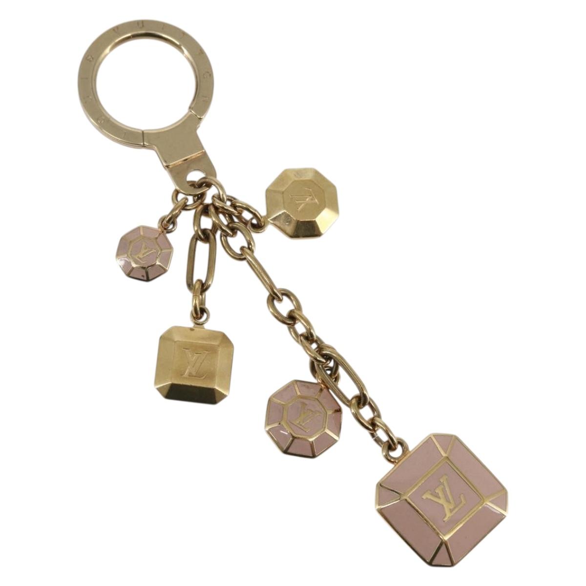 LOUIS VUITTON Porte Cles Cabochon Key Holder Gold Pink M66461 LV Auth bs29789
