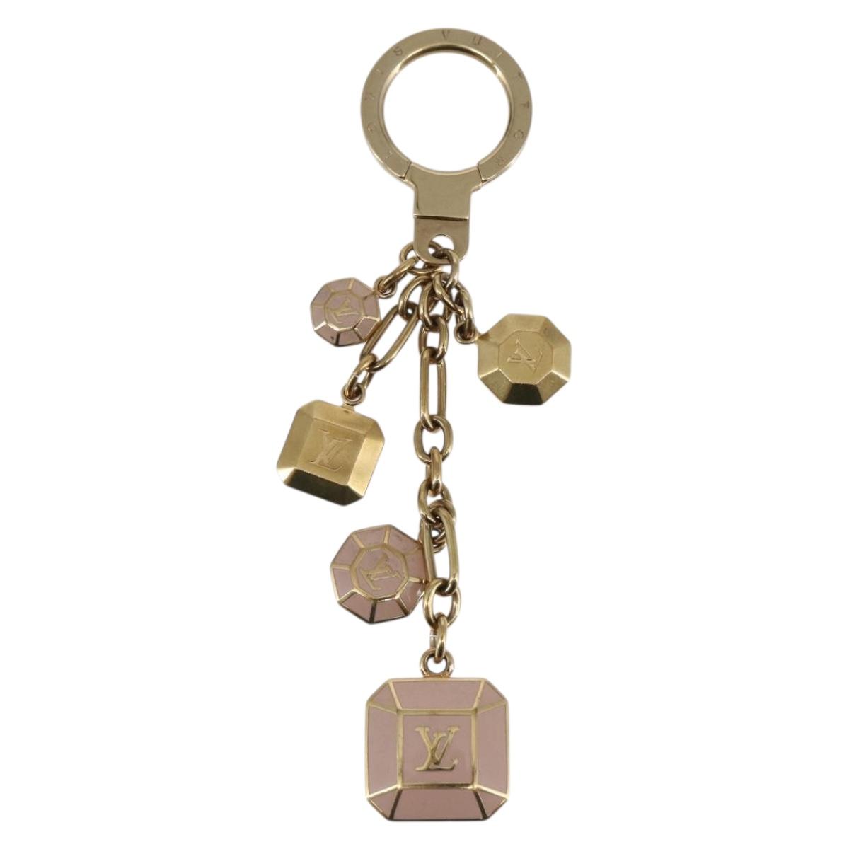 LOUIS VUITTON Porte Cles Cabochon Key Holder Gold Pink M66461 LV Auth bs29789