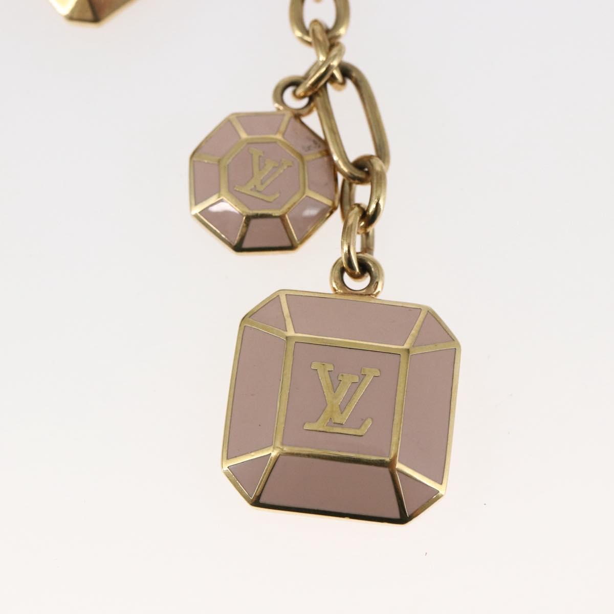 LOUIS VUITTON Porte Cles Cabochon Key Holder Gold Pink M66461 LV Auth bs29789