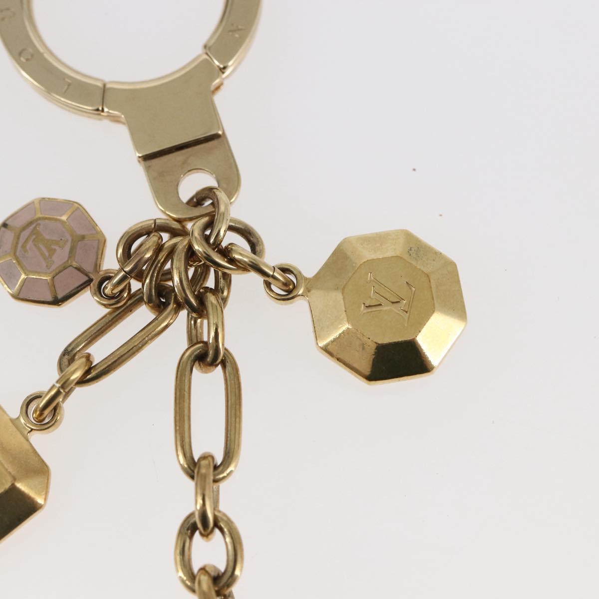 LOUIS VUITTON Porte Cles Cabochon Key Holder Gold Pink M66461 LV Auth bs29789