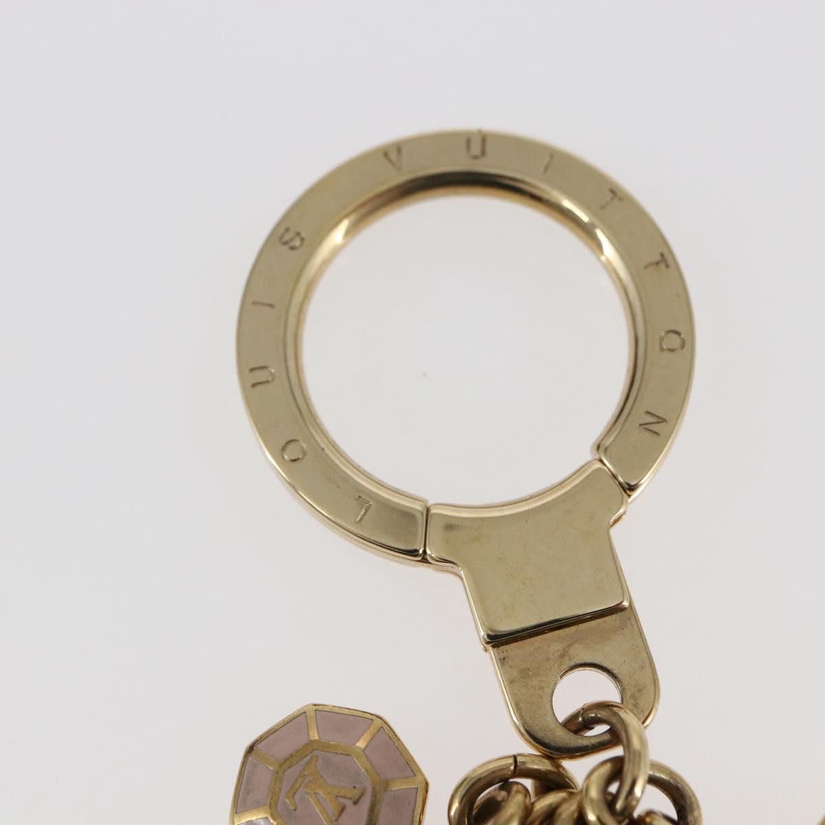 LOUIS VUITTON Porte Cles Cabochon Key Holder Gold Pink M66461 LV Auth bs29789