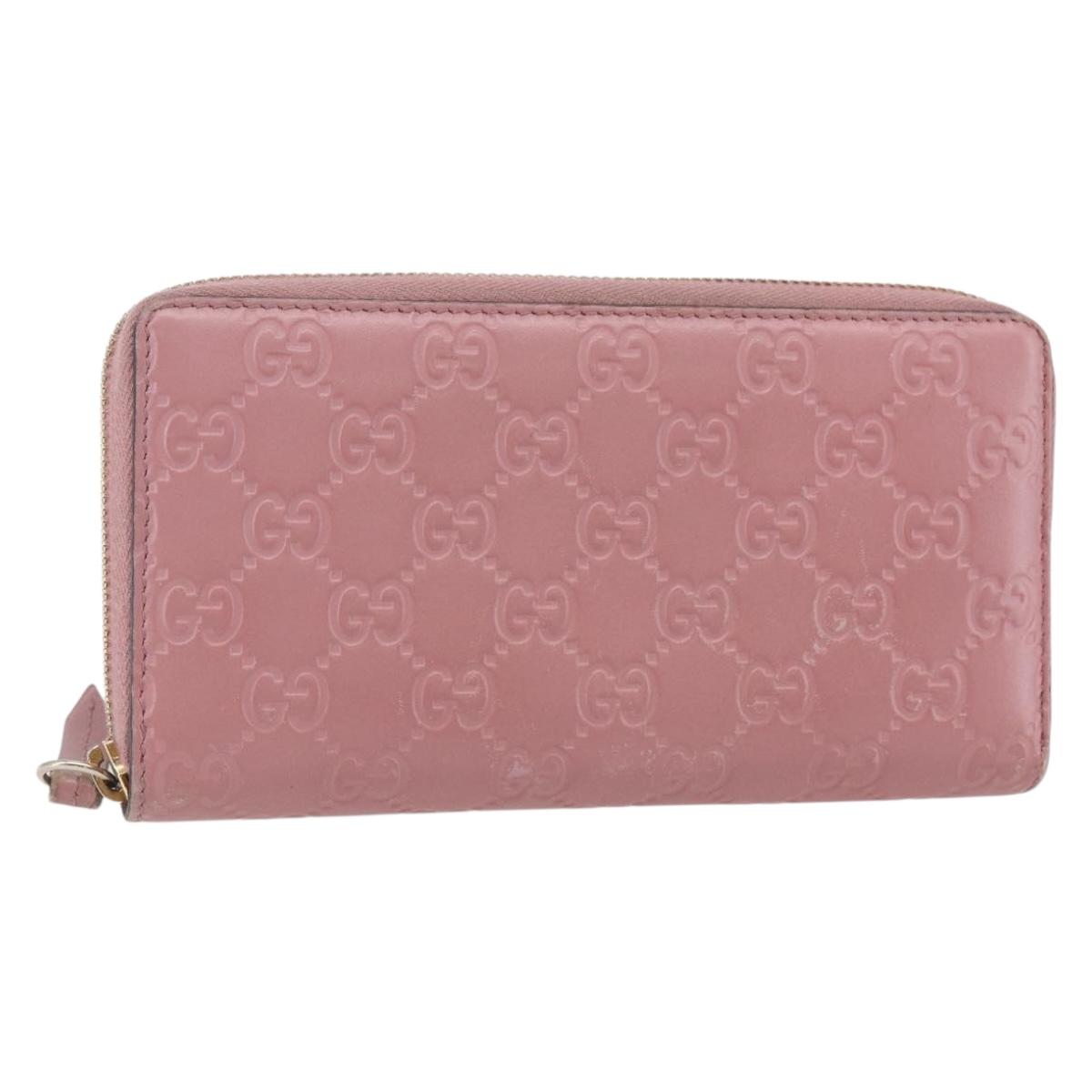 GUCCI GG Canvas Guccissima Long Wallet Leather Pink 410102 203887 Auth bs29790