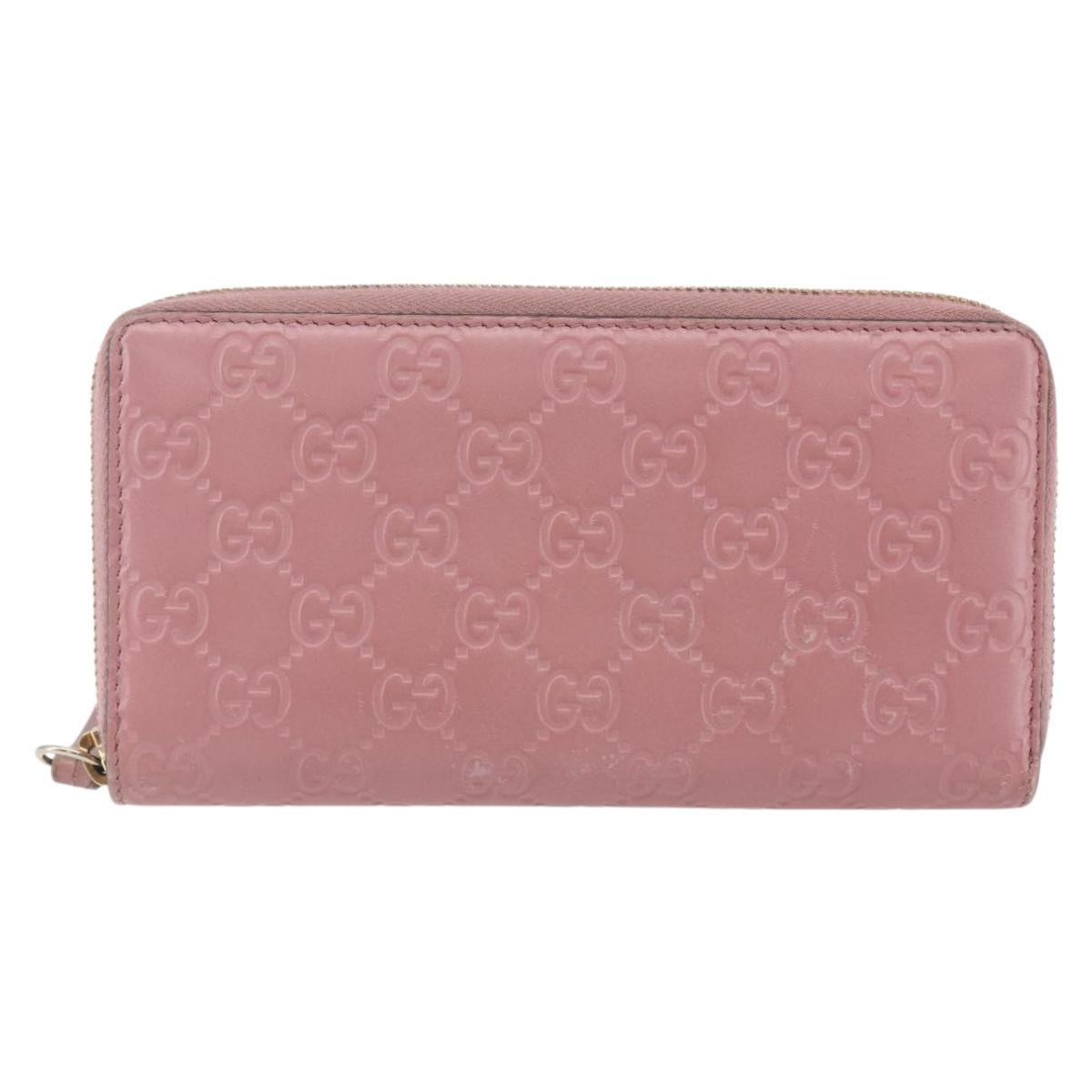 GUCCI GG Canvas Guccissima Long Wallet Leather Pink 410102 203887 Auth bs29790